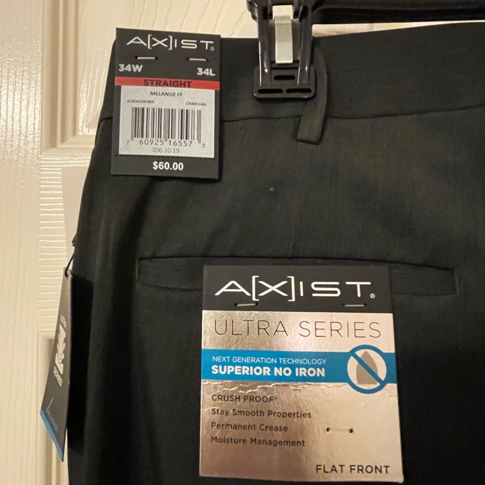 Axist Men’s Dress Slacks, 34 x 34, Deep Charcoal